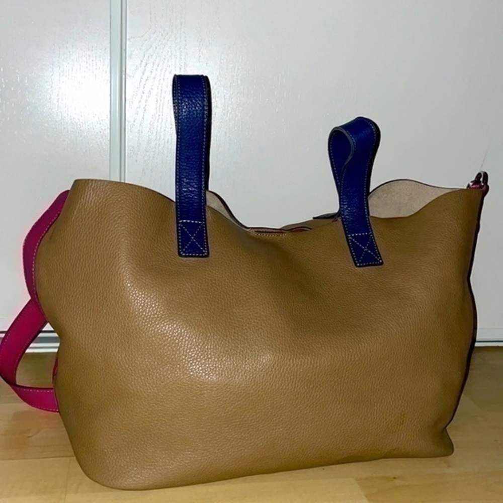 Sirni Pelletteria Roma Italy purse crossbody genuine leather large shopping bag - Picture 3 of 14